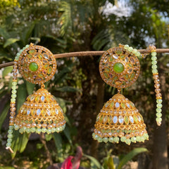 HUMA Polki Crystal Clustered Jhumka With Sahara Luxury Edition