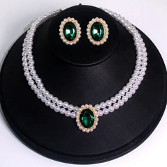 LIANA French Style Emerald & Pearls Set