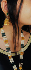 ANITA Deluxe Kundan Maala Set (Forest Green)