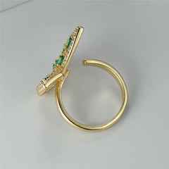 LILLY Emerald&Gold Fusion Pure Silver Deluxe Ring