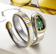 Luxurious Serpent Stainless Gold / Silver Plated Rhinestone Snake Head Watch