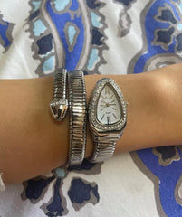 Luxurious Stainless Gold / Silver Plated Rhinestone Snake Head Watch