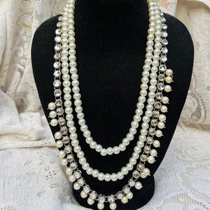 Mother Of Pearl 3 Layered Mirror Crystal Maala