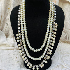 Mother Of Pearl 3 Layered Mirror Crystal Maala