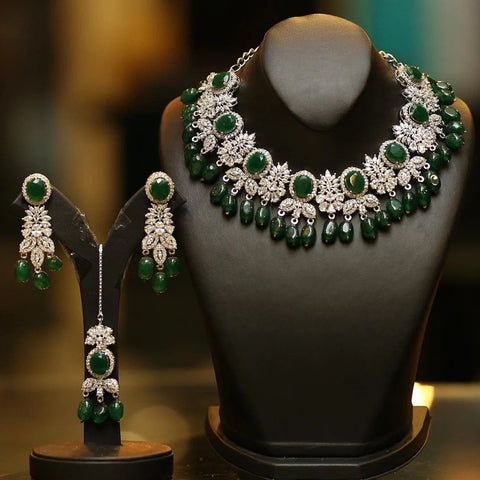 HEER Super Luxurious Bridal Set (Rhodium Plated)