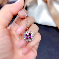 GC Cushion Pendant Cubic Zirconia Rhodium Plating Set