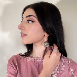 Oxidised Silver Jhumki Earrings