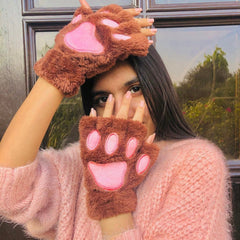 Winter Wind Break Mitten Fluffy Gloves (Premium)