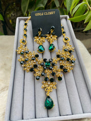 Super Deluxe Alexandra Rhinestone Crystal Emerald Set