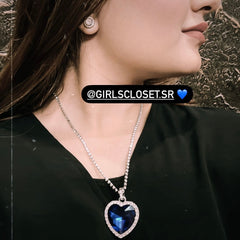 Titanic Silver Plated Ocean Blue Luxurious Love Necklace