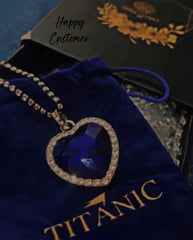 Titanic Silver Plated Ocean Blue Necklace With Pouch