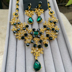Super Deluxe Alexandra Rhinestone Crystal Emerald Set