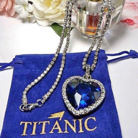 Titanic Silver Plated Ocean Blue Luxurious Love Necklace