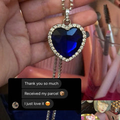 Titanic Silver Plated Ocean Blue Necklace With Pouch