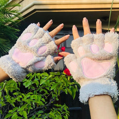 Winter Wind Break Mitten Fluffy Gloves (Premium)