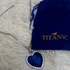Titanic Silver Plated Ocean Blue Necklace With Pouch