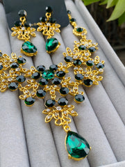 Super Deluxe Alexandra Rhinestone Crystal Emerald Set
