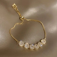GC 18K Gold Plated Bracelet Filled With Rhinestones