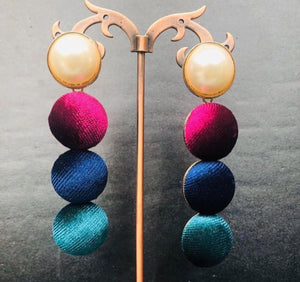 GC Pearl Velvet Dangle Ball Earrings