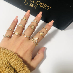 Art Nouveau Golden Knuckle Rings Set