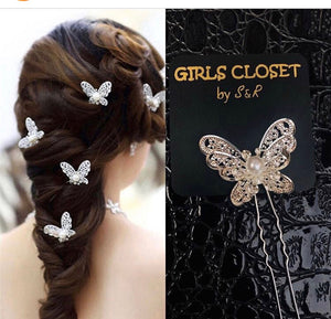 High Quality Crystal Butterfly Pearl Hair Pin