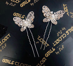 High Quality Crystal Butterfly Pearl Hair Pin