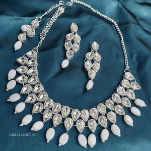 Shaina Ultimate Ethnic Kundan Shiny White Set