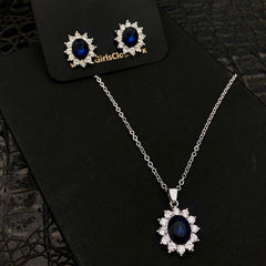 Princess Diana Crystal Blue Sapphire Zirconium Set