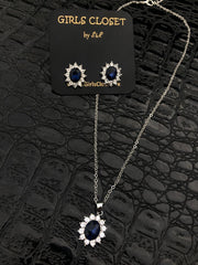 Princess Diana Crystal Blue Sapphire Zirconium Set