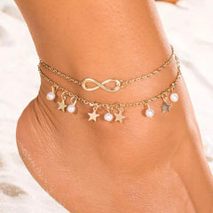 GC Elegant Gold Charm Infinity Anklet
