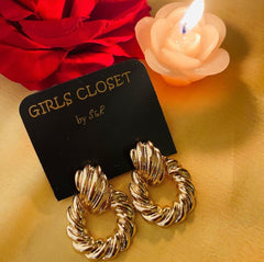 GC Metallic Gold Twisted Hoop Earrings