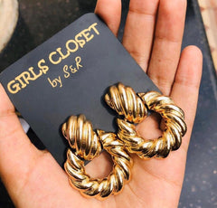 GC Metallic Gold Twisted Hoop Earrings