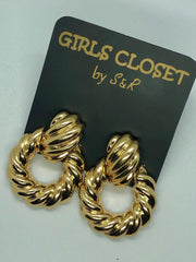 GC Metallic Gold Twisted Hoop Earrings