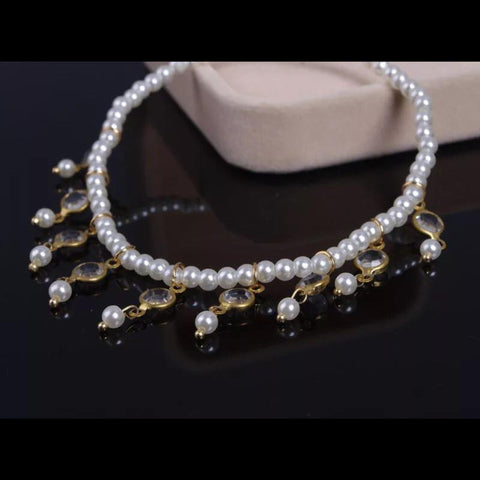 GC Elegant Gold Charm Pearl Barrage Anklet