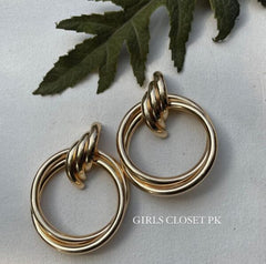 GC Gold Plated Metallic Twisted Thick Statement Hoops