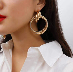 GC Gold Plated Metallic Twisted Thick Statement Hoops