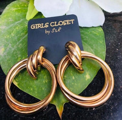 GC Gold Plated Metallic Twisted Thick Statement Hoops