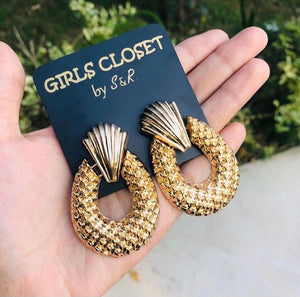 GC Pineapple Inspired Gold Plated Metallic Premium Earrings