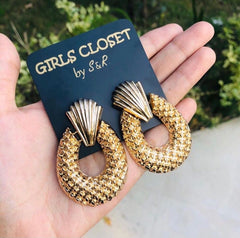 GC Pineapple Inspired Gold Plated Metallic Premium Earrings