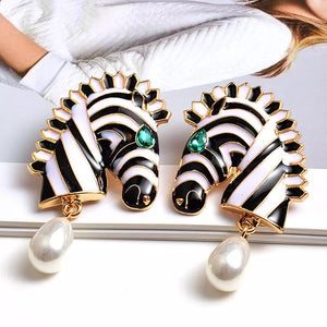 GC Statement Black & White Stripe Zebra Earrings