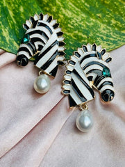 GC Statement Black & White Stripe Zebra Earrings