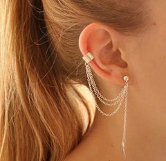 Long Dangle Double Chain Cuff Trending Earring