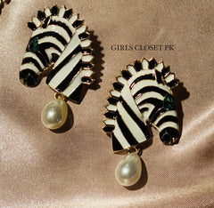 GC Statement Black & White Stripe Zebra Earrings