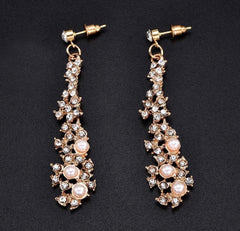 Pearls & Diamonds Dangling Statement Earrings