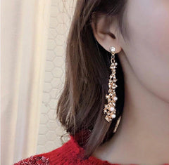 Pearls & Diamonds Dangling Statement Earrings