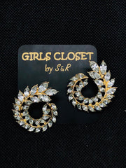 Sparkling Zirconium Sterling Silver Spiral Earrings