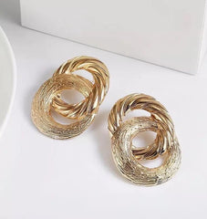 GC Double Hoop Gold Plated Metal Earrings