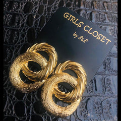 GC Double Hoop Gold Plated Metal Earrings