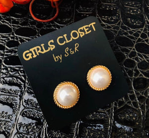 Snow White Exotic Gold Pearl Studs