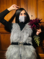 Faux Pearl Beaded Belt Double Ring Leather